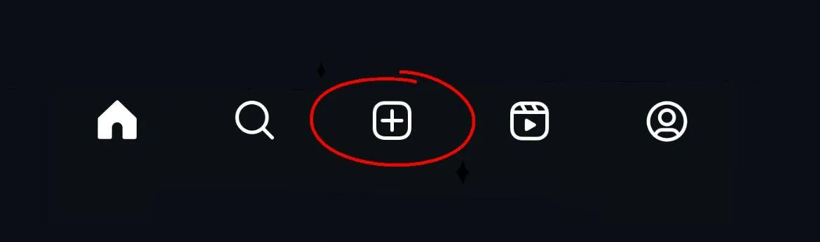 Open Instagram and click the plus button to start a Reel