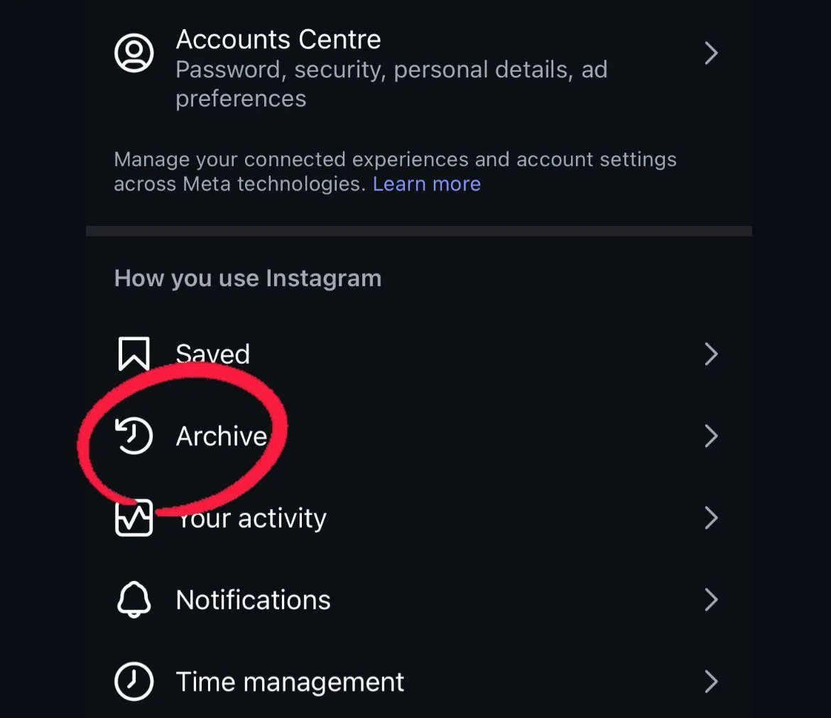 Select Archive to view stories from your history