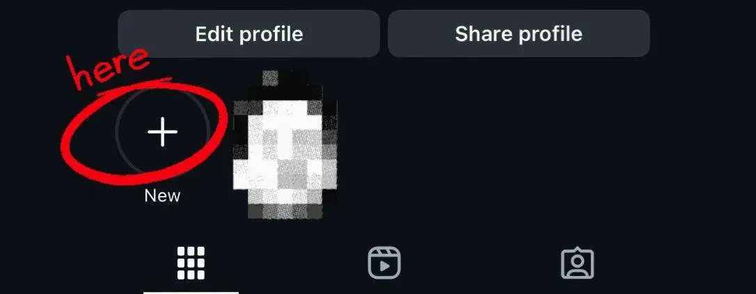 Tap + New to start creating an Instagram Highlight