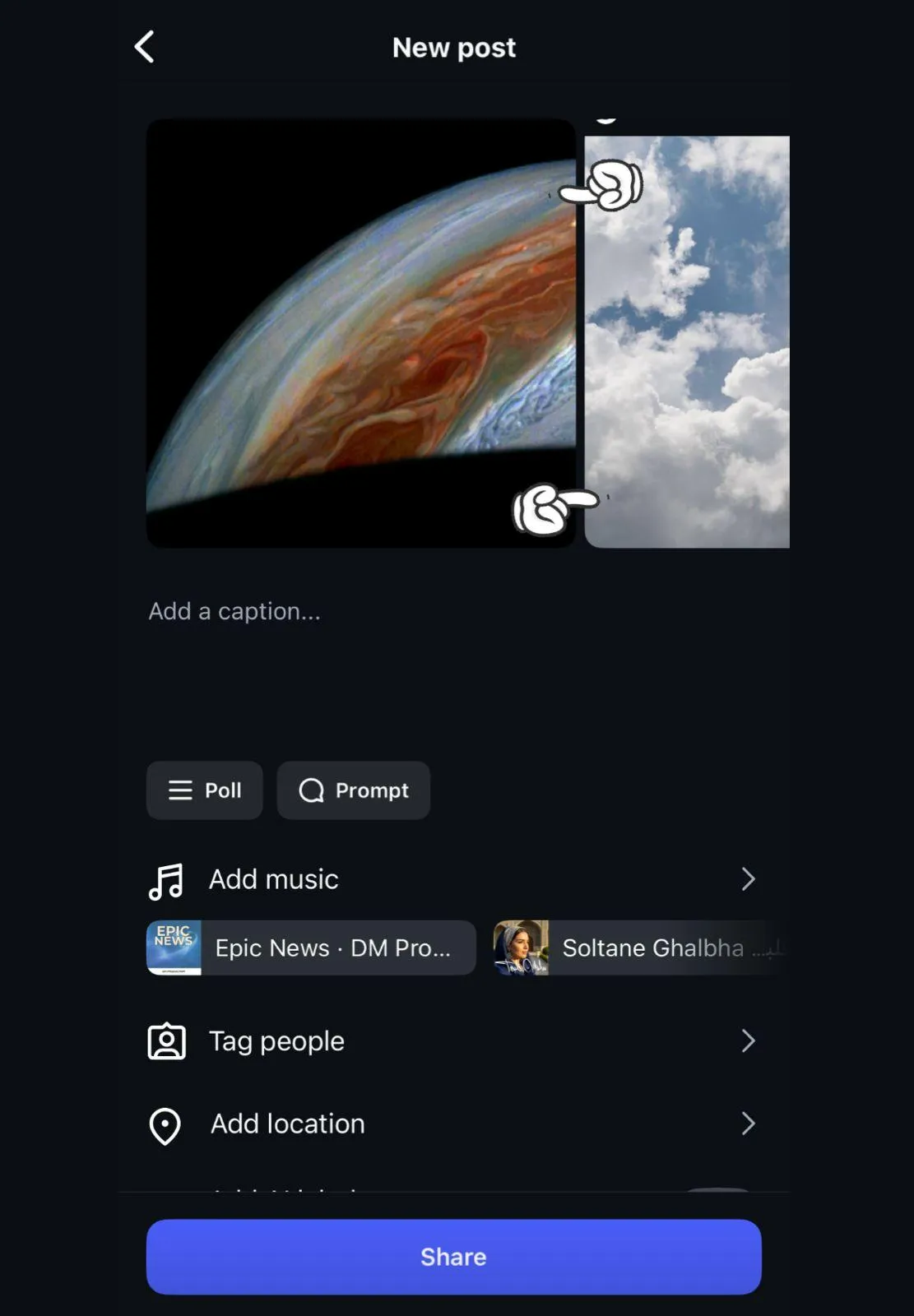 Choose the first cover photo that acts like the headline